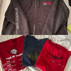 O’Reilly Open Source Conference OSCON SWAG shirts and jacket - men’s large